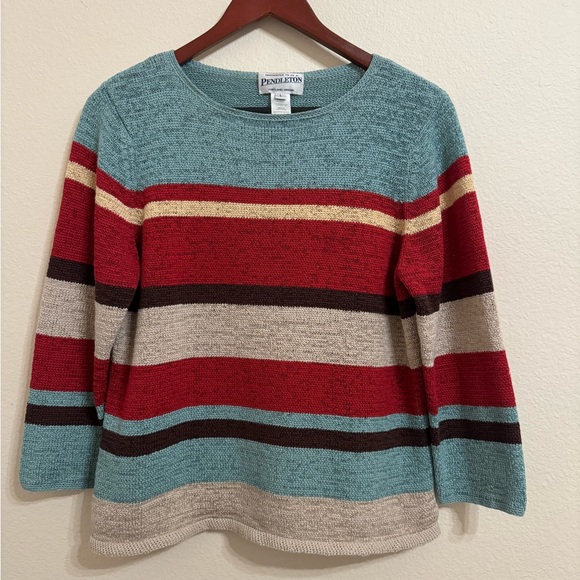 Pendleton Sweaters - Pendleton Color Block Striped Sweater Size Large